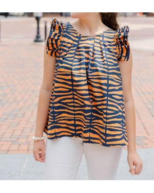 Brooke Wright Zebra Charlie Top - Blue