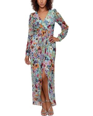 Betsy & Adam Chiffon Floral Maxi Dress - Blue