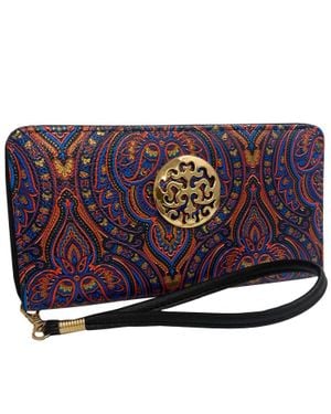 Rebecca & Rifka Paisley Print Wristlet Wallet - Blue