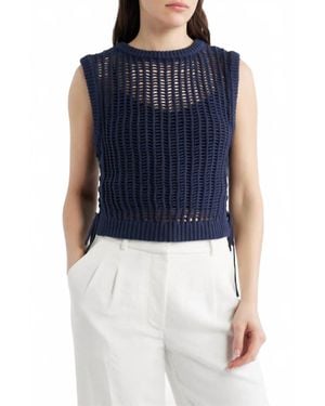DELUC Lipari Sleeveless Knit Vest - Blue