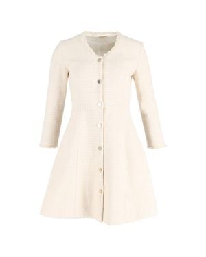 Maje Button-Down Mini Long Sleeve Flared Dress - Natural