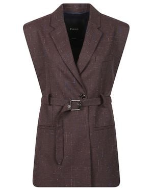 Pinko Nuraqus Tailored Belted Lapel Sleeveless Vest - Brown