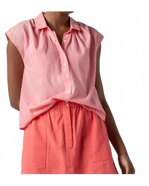 Lilla P Short Sleeve Button Down Top - Red
