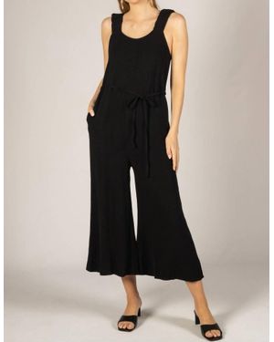 P.Cill Linen Scrunchie Strap Culotte Jumpsuit - Black