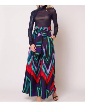 Gracia Colorful Palazzo Pant - Blue