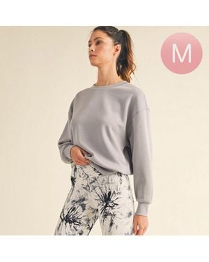 TRUEDAMES Solid Crewneck Scuba Sweatshirt - Gray