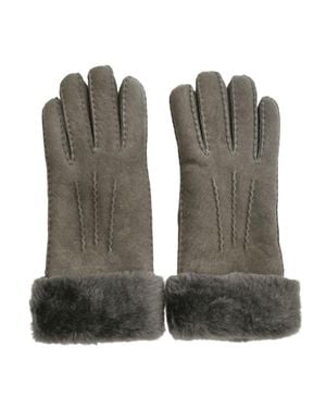 TruClothing Winter Warm Leather Gloves Suede Thick Plush Shearling Cuff - Green