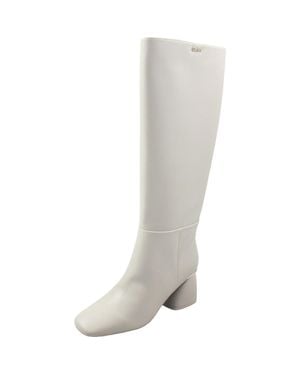 DKNY Block Heel Faux Leather Knee-High Boots - Gray