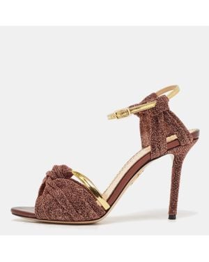 Charlotte Olympia Metallic Leather And Lurex Fabric Ankle Strap Sandals - Brown