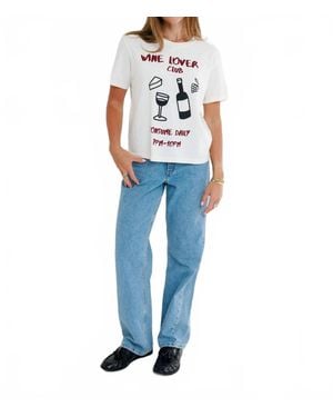 Sunny Somewhere Wine Lover Club Everyday Tee Top - Blue