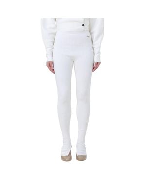 Ferragamo Fitted Virgin Wool Leggings - White