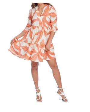 Elior Short Tiered 3/4 Sleeve Dress - Pink