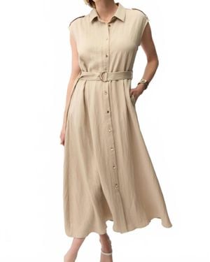Joseph Ribkoff Textured Woven Shirt Dress - Natural