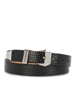 Philipp Plein Leather Belt Cocco - Black