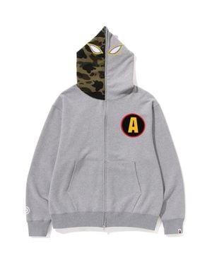 A Bathing Ape Shadow Relaxed Fit Full Zip Hoodie - Gray