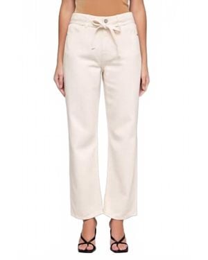 Hidden Jeans Ella Tie Waist Wide Straight Pants - Natural