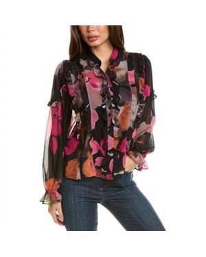 Hutch Bianca Ruffle Button Front Top - Red
