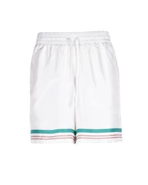 CASABLANCA Silk Shorts With And Accents - White