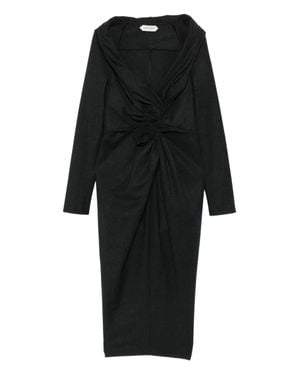 Alberta Ferretti Flowing Dress With Delicate Draping And Refined Neckline - Black