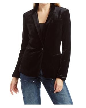 Tractr Velvet Long Sleeve Blazer - Black