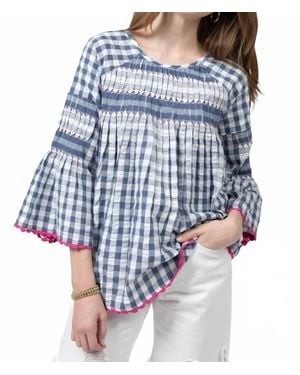 Ivy Jane Checked & Tucked Top - Blue