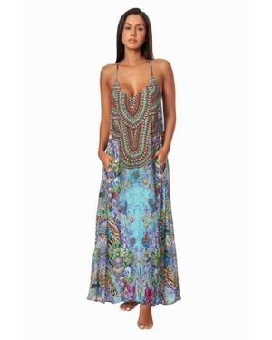 La Moda Clothing Helena T-Back Maxi Dress - Blue
