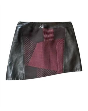 Helmut Lang Pre-Loved Cloth And Leather Skirt - Red