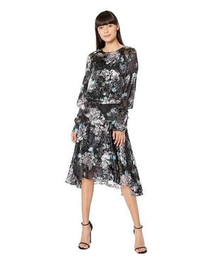 Preen By Thornton Bregazzi Jemima Dress Floral Sheer Red471 - Black