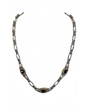 John Medeiros Two Tone Link Necklace With Amethyst - Metallic