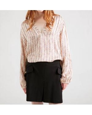 Summum Printed Long Puffed Sleeves Blouse - White