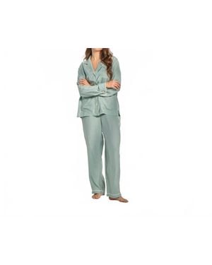 The Sleep Code Washable Silk Long Pj Set - Green