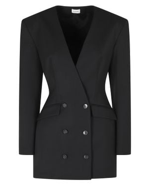 ANDAMANE Alexis V-Neck Double-Breasted Polyester-Blend Dress - Black