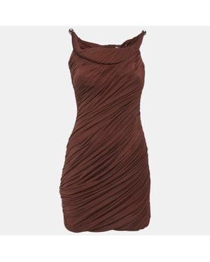 Chats by C.Dam Chats By C. Dam Burgundy Crepe Knit Draped Mini Cocktail Dress - Brown