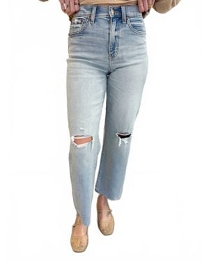 DAZE Distressed High Rise Ankle Jeans - Blue