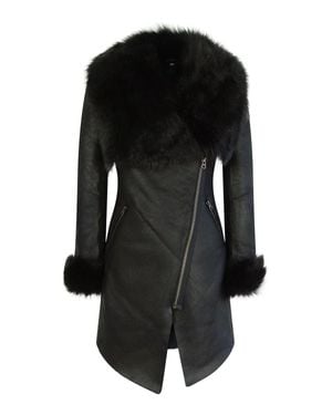 TruClothing 3/4 Cross Zip Toscana Sheepskin Jacket - Black