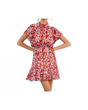 Thml Flutter Sleeve Print Dress - Red