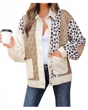 Dear Lover Waffle Quilted Leopard Jacket - Natural
