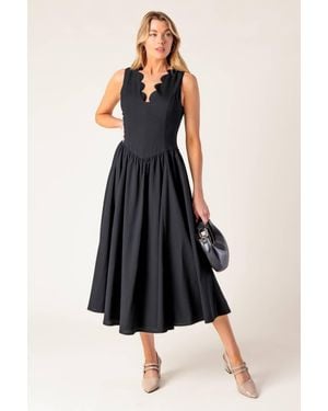 TRUEDAMES For The Record Woven Midi Dress - Black