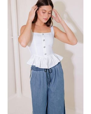 TRUEDAMES In This Moment Woven Top - Blue