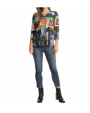 Jess & Jane Barcelona Round Neck Top - Blue