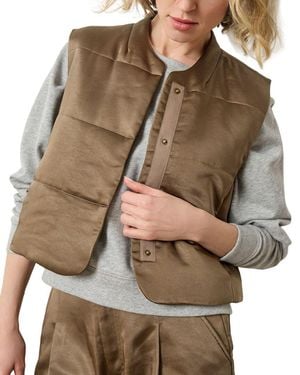 Lilla P Satin Quilted Vest - Natural