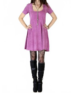 Tough Luv Vintage Acid Mineral Wash Fit & Flare Dress - Purple