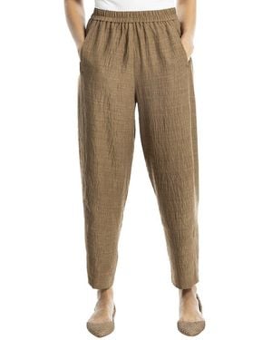 Max Studio Two-Tone Textured Woven Linen-Blend Pant - Natural