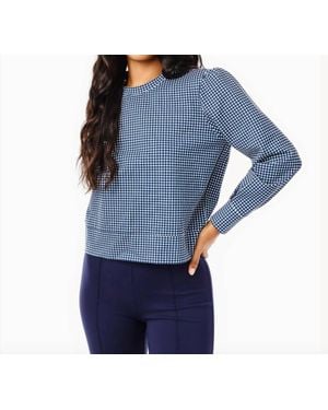 Addison Bay Ponte Beta Bow Pullover Sweatshirt - Blue