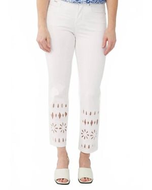 Fdj Olivia Straight Eyelet Ankle Jeans - White