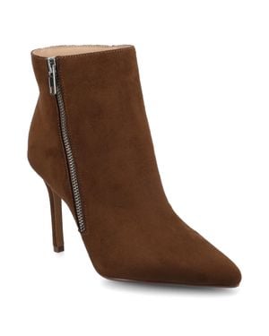 Journee Collection Leyna Medium And Wide Width Zipper Detail Dress Booties - Brown
