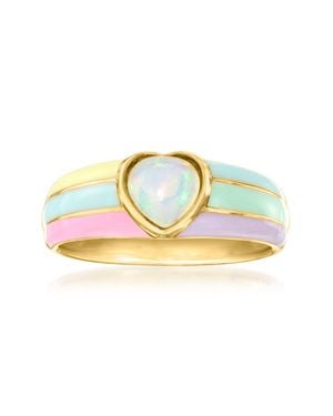 Ross-Simons Opal Heart Ring With Multicolored Pastel Enamel - Metallic