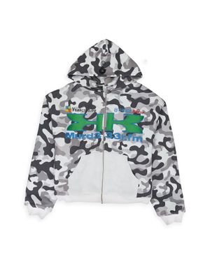 MURD333R.FM x GR33DY UNIT Greedy Unit X Murd333R. Fm Camo Double Layered Hoodie - White