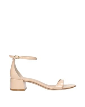 Stuart Weitzman Beige Leather Flat Sandals - Natural