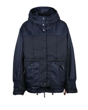 AFTER LABEL Padded Short Jacket With High Collar And Hood - Blue